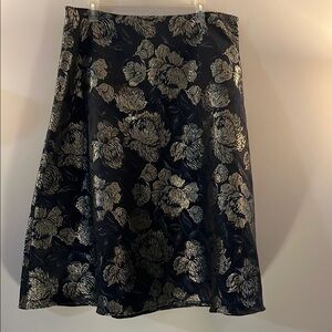 Ann Taylor Factory Floral Black and Gold Skirt